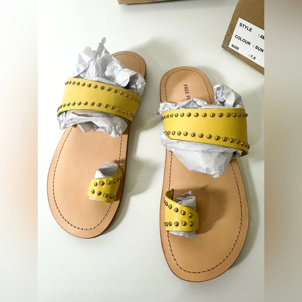 Free People Amelie Tiny Stud Sandal in Sun Butter size 7.5 New in Box